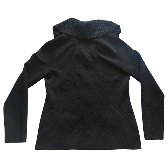 Classiques Entier Merino Wool Leather Trim Knit Cardigan Black Women’s Small - Picture 3 of 5